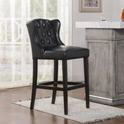 Richmond Faux Leather Armless Wingback Tufted Counter And Bar Stool - Single - Vintage Black Brown - Counter Height -Elegance Barware d8655c75 b9b3 410c 8217 e60822201654