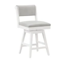 Hillsdale Furniture Clarion Wood And Upholstered Swivel Stool, Sea White - Sea White - Counter Height - 23-28 In.