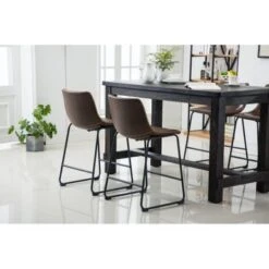 Roundhill Furniture Bronco Antique Wood Counter Height 5-piece Dining Set - Grey -Elegance Barware d99b066e 7f3a 4b3b ab26 b5466252b213