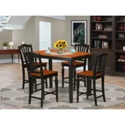 Modern Solid Wood 5-piece Counter-height Dining Set - A Dining Table & 4 Chairs - Black And Cherry Finish (Seat's Type Options) - YACH5-BLK-C -Elegance Barware d9fc9ae8 2586 461c a236 fff22631cfb5
