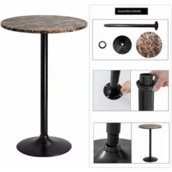 Homall Bistro Pub Table Round Bar Height Cocktail Table Metal Base MDF Top Obsidian Table With Black Leg 23.8inch Top - Walnut -Elegance Barware da05fe6d f43b 48ff b027 682688fcd494