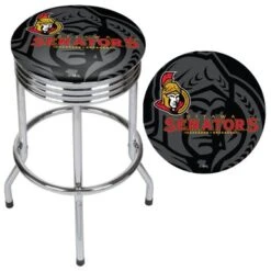 NHL Chrome Ribbed Bar Stool - Montreal Canadians -Elegance Barware da9dadec 2060 480c 8094 a092afadf2b6