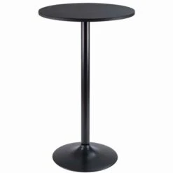Homall Bistro Pub Table Round Bar Height Cocktail Table Metal Base MDF Top Obsidian Table With Black Leg 23.8inch Top - Walnut -Elegance Barware dae5a087 8665 4178 ae6a 57bd2cf7faa3