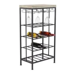 Iron/ Wood Industrial 36-inch Wine Rack - 19 X 11 X 36 - Grey -Elegance Barware daec6fa6 d037 46ef b947 40c1202fad20