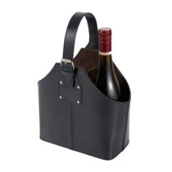 Leather 2 Bottle Wine Holder With Carrying Handle - Brown - 5.65 X 10.25 X 13.30 -Elegance Barware db0a51f2 308c 48e4 ada0 c8e83e1afd4d