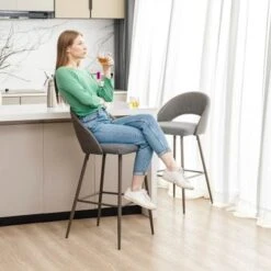 Glitzhome Set Of 2 41"H Modern Tapered Leg High Bar Stools - Brown -Elegance Barware db1cac51 a964 478b 9c4a 454a4a3bf527