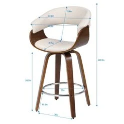 Modern Swivel Bar Stools Upholstered Counter Stools, Set Of 2 - Black/Walnut - Bar Height -Elegance Barware db48e299 65b6 4df1 8c78 1da6109d7330