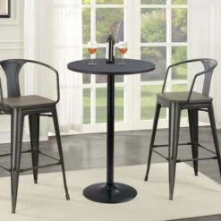 Homall Bistro Pub Table Round Bar Height Cocktail Table Metal Base MDF Top Obsidian Table With Black Leg 23.8inch Top - Walnut -Elegance Barware db4957b8 d83c 4cff 9846 8e170ad500fc