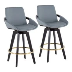 Carson Carrington Pugo Fixed-Height Counter Stool With Black Wood Base (Set Of 2) - Cream + Gold Footrest -Elegance Barware dbb468a0 0933 4163 b95c 404189c6438e