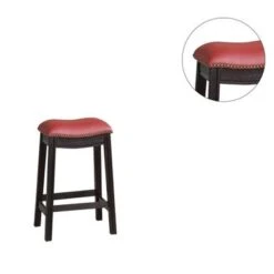 Burgundy PU Upholstery Bar Stool, Set Of 2 - Bar Height -Elegance Barware dbc4a014 9de6 40ed 82f3 91cf7bafe6f4