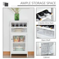 HOMCOM Wine Storage Cabinet With 4 Bottle Wine Rack, Open Shelf, Acrylic Door Cabinet With Adjustable Shelf - 19" L X 12.75" D X 37.5" - Espresso -Elegance Barware dc2809e9 2c54 4c5f 9e86 dc94df42a328