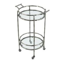A&B Home Bamboo Silver Antique 2-Tier Bar Cart - Aluminum - Silver Antique