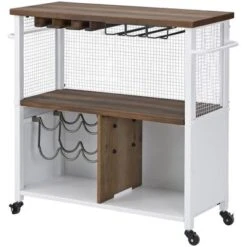 FirsTime & Co. Chandler Farmhouse Kitchen Cart - White -Elegance Barware dc2db4be ab1d 4f50 8ccd 9863e06e868f