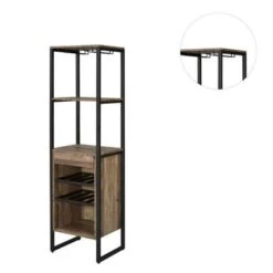 Wood Wine Rack With1 Drawer And 3 Shelves In Weathered Oak - Weathered Oak -Elegance Barware dc307b97 1784 4052 94da 6812218b06cb