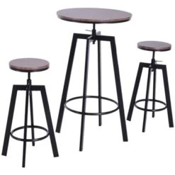 Carbon Loft Jumenta 3-piece Adjustable Industrial Indoor Bistro Set - Black -Elegance Barware dc37463a dcb1 4c1c ba0e ad7ba28e2ec3