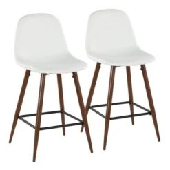 Carson Carrington Stone Walnut Counter Stool (Set Of 20 - Grey Faux Leather -Elegance Barware dd37ad8d de46 463b 890f 146b22b1751b