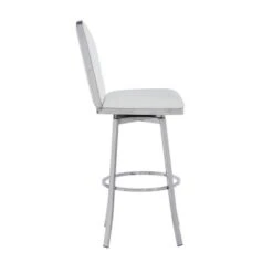 Somette Nana Swivel Barstool With Design Back - White -Elegance Barware dd567bbb 40a3 455d 85f5 f661148cabbf