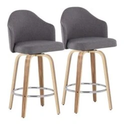 Carson Carrington Valsatra Fixed-Height Upholstered Counter Stool With Wood Legs (Set Of 2) - Light Grey/Natural Wood Legs -Elegance Barware dd9f2c7a 09ad 412f b5b2 4c961d5c7429