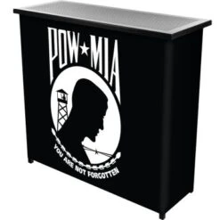 POW Metal 2 Shelf Portable Bar Table W/ Carrying Case - Portable Bar