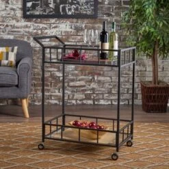 Falon Indoor Modern Bar Cart With Tempered Glass By Christopher Knight Home - N/A - Gold -Elegance Barware df52788f 7a56 4236 9ee2 aa28fef4232d