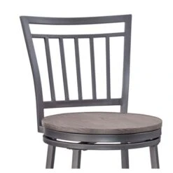 Tilbury Swivel Bar Stool By Greyson Living - Grey Frame With Dark Driftwood Seat -Elegance Barware df5e2be1 78ad 4afd b578 1682e50370b3