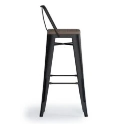 WYNDENHALL Josephine Industrial Metal / Wood Stool (Set Of 2) - Black - Bar Height - 29-32 In. -Elegance Barware df669748 e316 4c34 bf82 e62eab882b48