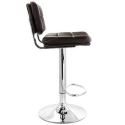 Elama 2 Piece Adjustable Faux Leather Bar Stool In Brown With Chrome Base - Brown -Elegance Barware dfd38155 facf 4c4a 949a 3ff43f5a2068
