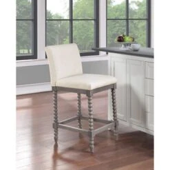 Abbott 26" Spindle Stool - Linen -Elegance Barware e106c4e9 0133 4e3c b7dd 0423862ce7a1