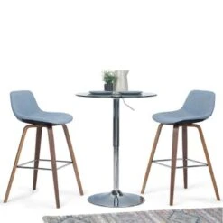 WYNDENHALL Cacey Mid Century Modern Bentwood Counter Height Stool (Set Of 2) - 20.7'' X 21.1'' X 36.6 - Denim Grey