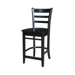Emily Solid Wood Stool - Black - Counter Height