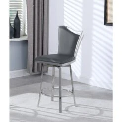 Elegance Barware 31 Somette Nana Swivel Counter Stool With Design Back - Grey