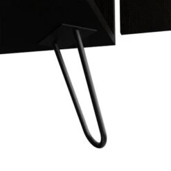 FM Furniture Sheffield H Bar Cabinet With Glass Rack, Open Shelf, Double Cabinet, 8 Bottle Cubbies, And Hairpin Legs - Laminate -Elegance Barware e1bf9b2e 777a 4763 a7bb 8714bcb21d92