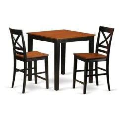 East West Furniture 3-Piece Dining Room Set Includes A Wooden Table And Dining Room Chairs - Oak Finish (Color Option) - N/A - PBQU3-BLK-W -Elegance Barware e1c0872c c597 45db 9eda 8e9f3a1c3a11