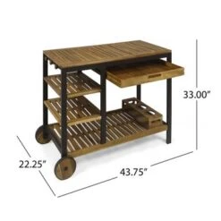 Admirals Indoor Acacia Wood Bar Cart By Christopher Knight Home - N/A - Natural Finish + Rustic Metal -Elegance Barware e1f003e8 8c3f 4790 ba8f 67cb61703158