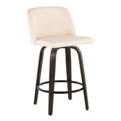 Carson Carrington Vallberga 26" Counter Stool With Walnut-Glazed Wood Base (Set Of 2) - Grey Noise Fabric/Round Black Footrest -Elegance Barware e2a2c458 2a42 4227 b7ff e2cd98fc1224