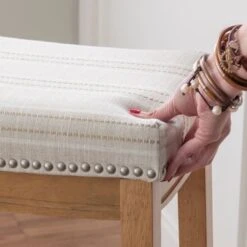 Ansley Backless Upholstered Barstool Linen Stripe -Elegance Barware e384691f d56d 4356 b364 3733337c3e99