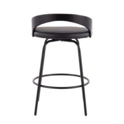 Carson Carrington Stavanger Fixed-Height Swivel Counter Stool With Black Metal Base & Round Footrest (Set Of 2) - Black Faux Leather/Black Wood -Elegance Barware e4c62fa3 c2dc 4bcd ae46 51994df7ccb3