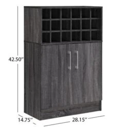 Roula Mid-Century Wood Wine And Bar Cabinet By Christopher Knight Home - Grey -Elegance Barware e5013bd7 d0f4 48c6 a0b1 6ce003397606