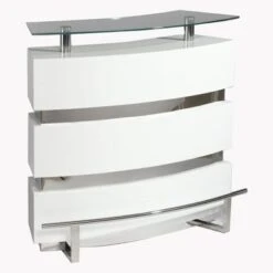 Somette Xandra White Bar - 21.26"W X 47.24"D X 42.01H - Metal - White -Elegance Barware e5af3bb3 a2b2 4b0f 8c41 e949395df5b0
