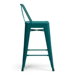 WYNDENHALL Josephine Industrial Metal Stool (Set Of 4) - Teal Blue - Counter Height - 23-28 In. -Elegance Barware e5b1f17e 593f 4f20 b8b7 8b16d624a62b