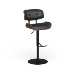 Carson Carrington Leksand Mid-Century Modern Adjustable Bar Stool With Walnut Wood Accents - Teal Noise Fabric -Elegance Barware e5e13828 4ba0 4b5b 93d8 3cc2e096ea15