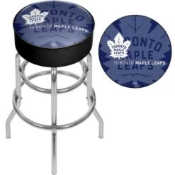 NHL Chrome Bar Stool With Swivel - Watermark - 20" X 20" X 31" - Toronto Maple Leafs -Elegance Barware e5e9a2e7 30bc 4b5e ad0b 6cb6a7801082