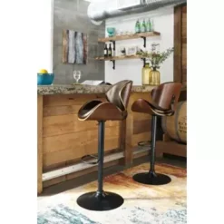 Brown Bellatier Tall Upholstered Swivel Barstool(1/CN) -Elegance Barware e637dda2 9c79 4640 8837 435045e732f2