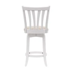 Hillsdale Furniture Savana Wood Upholstered Swivel Stool - White With Cream - Bar Height - 29-32 In. -Elegance Barware e63e890e 4fbf 4566 861b 86e1cb374038