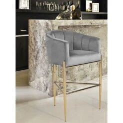 Silver Orchid Beavers Velvet Upholstered Shelter Arm Bar Stool - Navy - Counter Height -Elegance Barware e75a23bf c7d4 40e7 be3f d16fb7f5a560