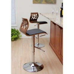 Carson Carrington Sala Mid-Century Modern Walnut Wood Adjustable Barstool - N/A - Cream Faux Leather -Elegance Barware e7cd3c6f 7568 440c 9d4b 62c7f4c2cce8