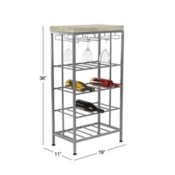 Iron/ Wood Industrial 36-inch Wine Rack - 19 X 11 X 36 - Grey -Elegance Barware e966c759 ccaa 476f a43b 8b63b4a861bc