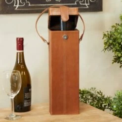 Leather Modern Wine Holder - 9 X 5 X 16 - Red -Elegance Barware ea1d1118 c3af 4a5c bac5 9303962e8ae5