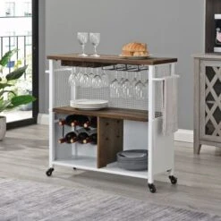 FirsTime & Co. Chandler Farmhouse Kitchen Cart - Silver -Elegance Barware eaca8f85 08b6 4ed3 9365 3bdf0fdf07e0