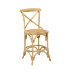 Porthos Home Ziva Counter Stools Set Of 2, Elm Wood With Woven Rattan - Nature -Elegance Barware eb57f1f4 6c2f 4ddb 8562 6f5eb336172e